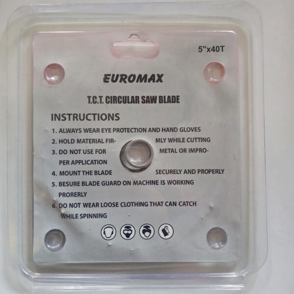 EUROMAX TCT BLADES FOR WOOD 125MM 40T- 2 PCS - Image 2