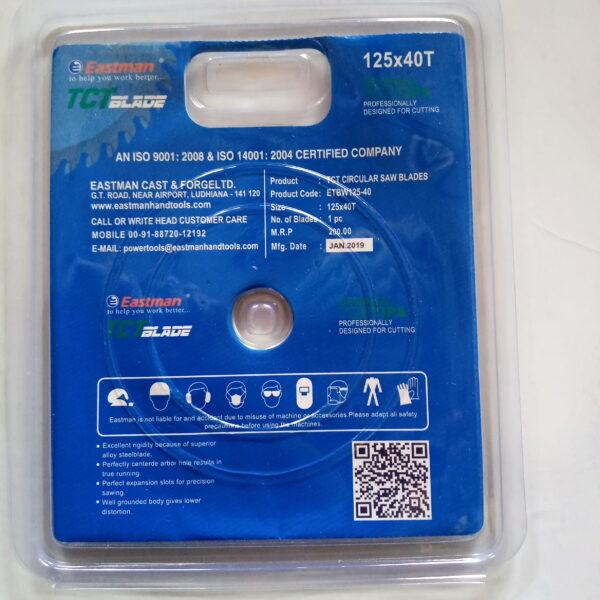 EASTMAN TCT BLADES FOR WOOD 125MM 40T- 2PCS - Image 3