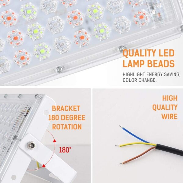 50W Waterproof LED Flood Light, Multicolor |  2Pcs Set - Image 4