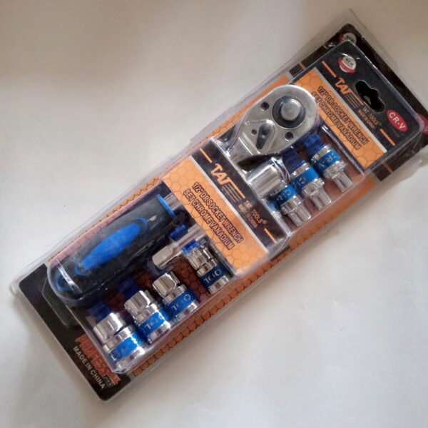 Socket Set Wrench Spanner 1/2" Sq. Drive with Ratchet Handle, Extension Rod, - Image 2