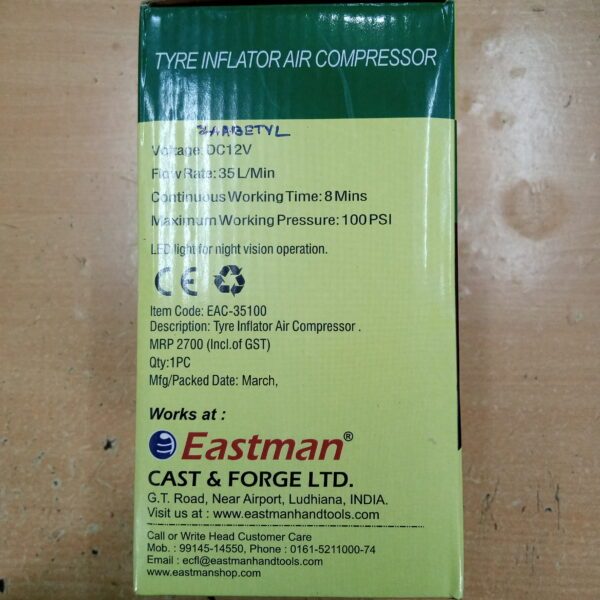 EASTMAN Heavy Duty Tyre Air Pump/Inflator for Car & Bike - Image 3