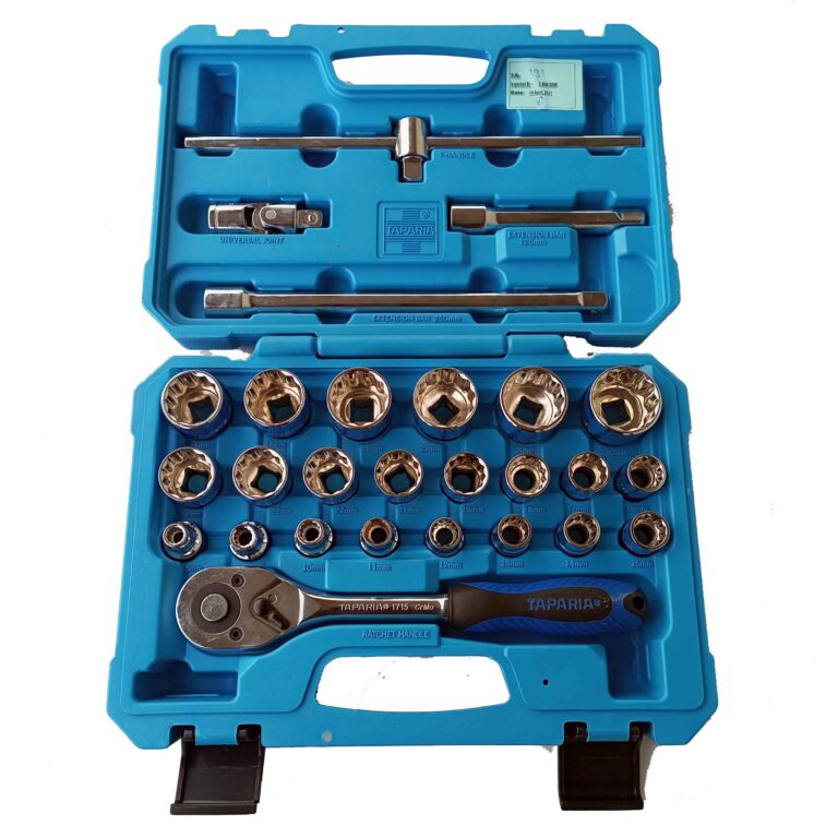 TAPARIA 27 PCS 1/2" DRIVE SOCKET SET HEAVY DUTY BIHEX Blow Mold Box