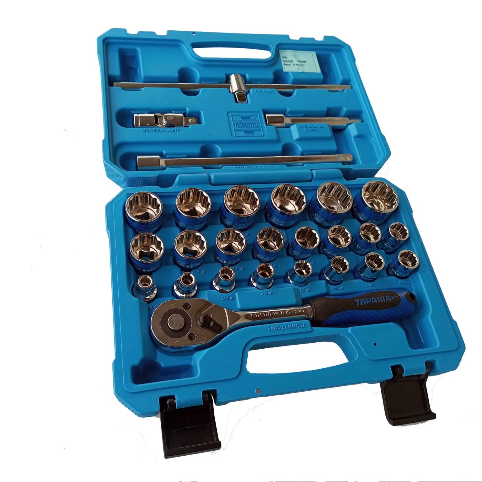 TAPARIA 27 PCS 1/2" DRIVE SOCKET SET HEAVY DUTY BIHEX Blow Mold Box