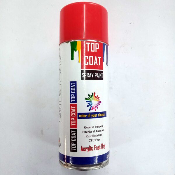 TOP COAT Multipurpose Colour Spray Paint Can for Cars and Bikes (Signal Red, 400ml) - Image 3