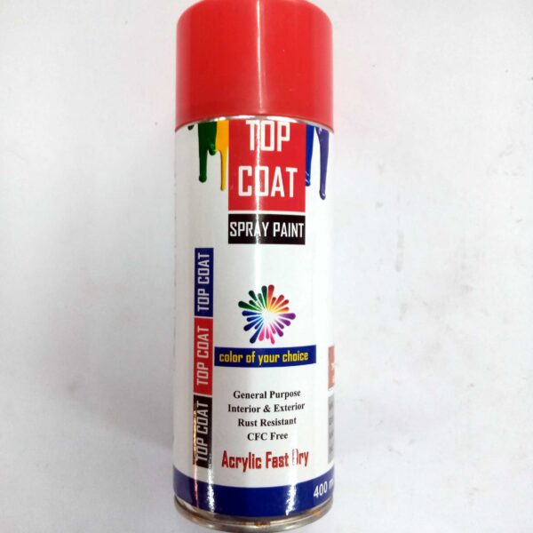 TOP COAT Multipurpose Colour Spray Paint Can for Cars and Bikes (4G RED, 400ml) - Image 3