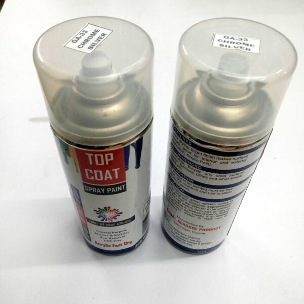 TOP COAT Multipurpose Colour Spray Paint Can for Cars and Bikes (CHROME SILVER, 400ml) - Image 3