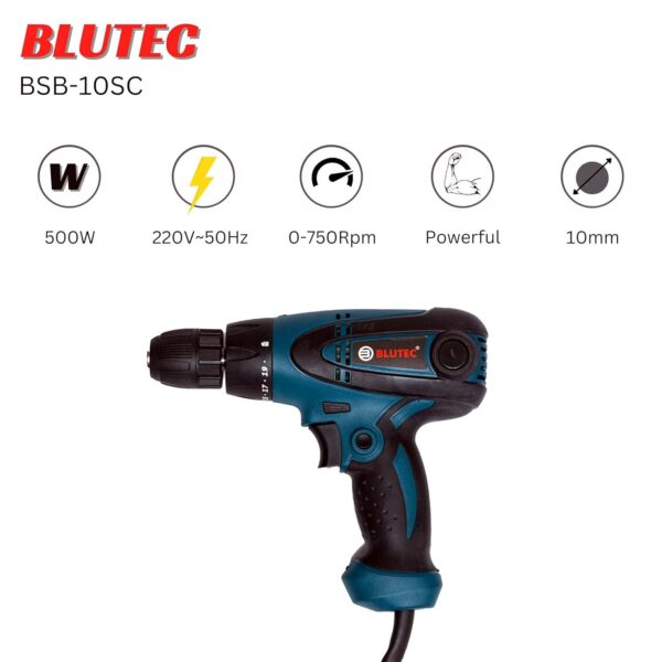 BLUTEC Electric Screwdriver Drill With Led Function BSB-10SC, 10mm - Image 4