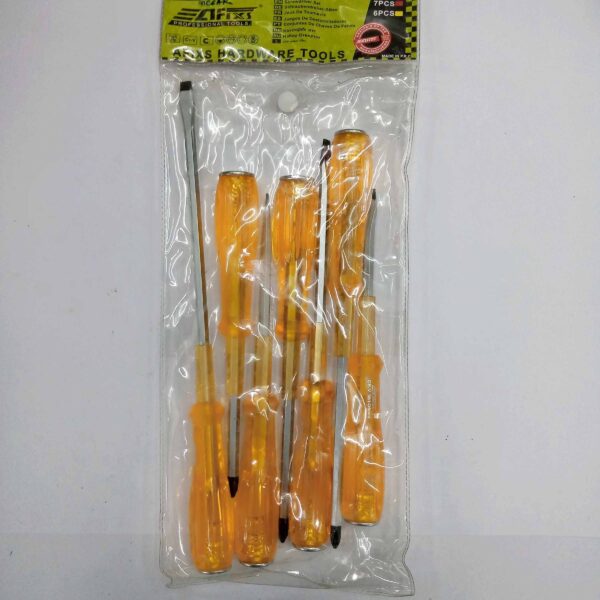 AFIXS Chrome Vanadium Striking Screwdriver, Slotted & Phillips (Pack of 7 Pcs Silver Yellow) - Image 2