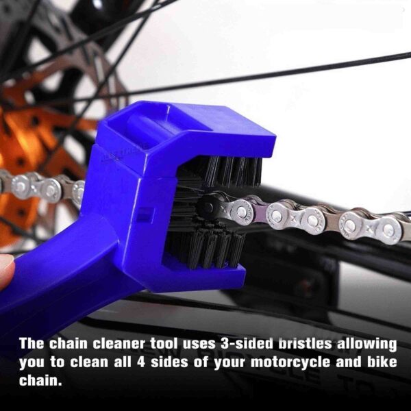 Multi-Purpose 2 Pcs-Bike Chain Cleaner Brush with Soft & Long Bristles Ideal for Quick Cleaning of Cycles, Motorcycles (Blue) - Image 6