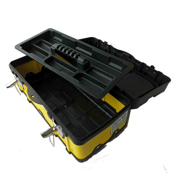 EASTMAN E-2250 RECTANGLE PLASTIC TOOL BOX AND STEEL TOOL BOX CONTAINER BLACK 17 INCH 20KG WITH TREY - Image 2