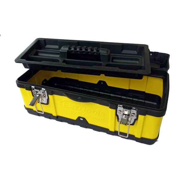 EASTMAN E-2250 RECTANGLE PLASTIC TOOL BOX AND STEEL TOOL BOX CONTAINER BLACK 17 INCH 20KG WITH TREY - Image 3