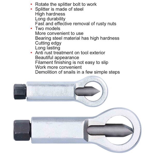 Nut Splitter, Convenient Nuts Splitting Tool Anti Rust Durable 2Pcs for Work repairing - Image 5