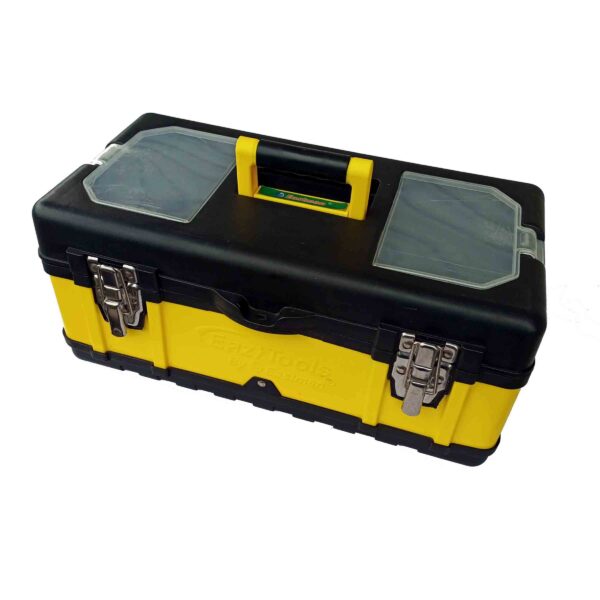 EASTMAN E-2250 RECTANGLE PLASTIC TOOL BOX AND STEEL TOOL BOX CONTAINER BLACK 19 INCH 25KG WITH TREY - Image 2