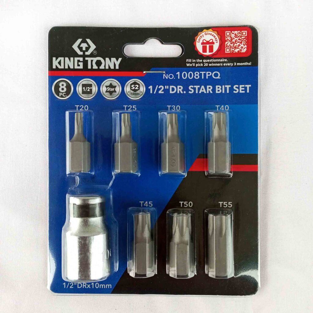 tony　BK KINGTONY 1/2 Inch Drive Torx Impact Bit Socket Set, 8-Piece