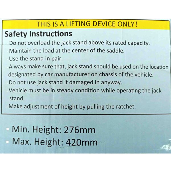 TAPARIA JS3 Heavy Duty Vehicle Jack Stand  (3000 kg) - Image 7