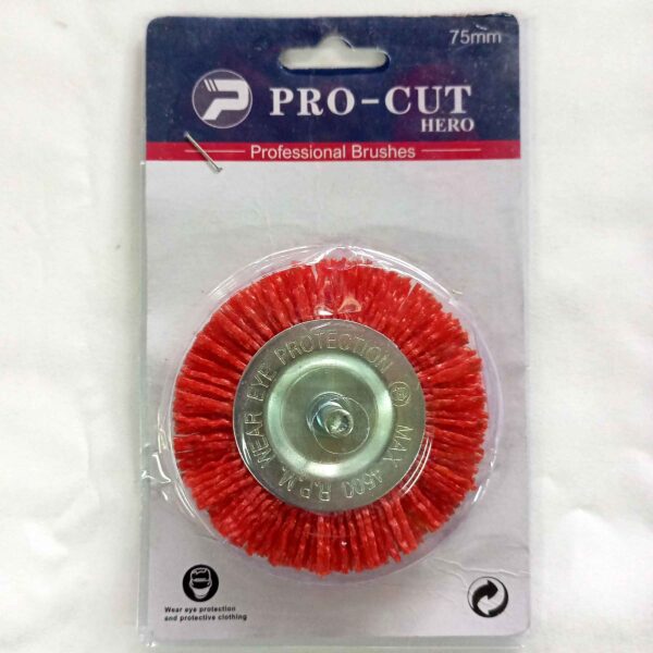Nylon Cup Brush 75mm Abrasive Wire Wheel Brush For Wood Polishing Deburring Cleaning- 1/4” Shank - Image 3