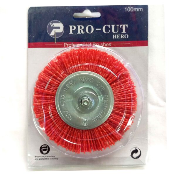Nylon Cup Brush 100mm Abrasive Wire Wheel Brush For Wood Polishing Deburring Cleaning- 1/4” Shank - Image 4