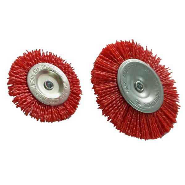 Nylon Cup Brush 2 pcs set -75mm/100mm Abrasive Wire Wheel Brush For Wood Polishing Deburring Cleaning- 1/4” Shank - Image 2
