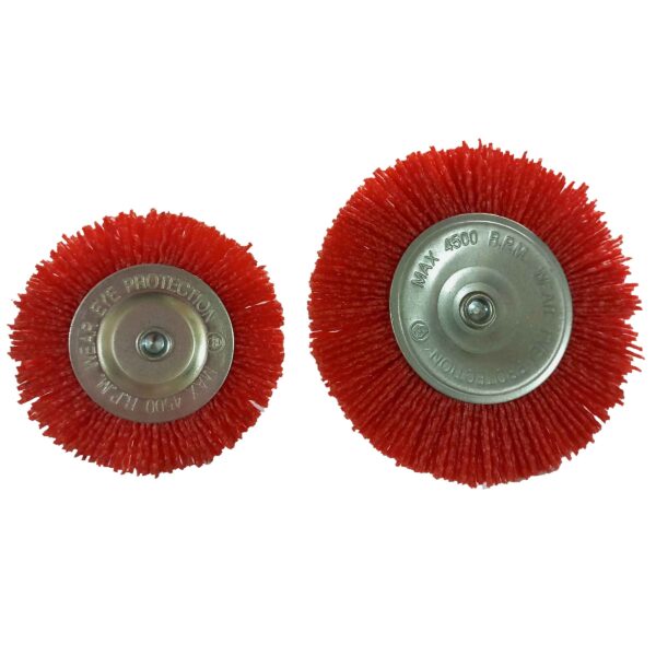 Nylon Cup Brush 2 pcs set -75mm/100mm Abrasive Wire Wheel Brush For Wood Polishing Deburring Cleaning- 1/4” Shank - Image 3