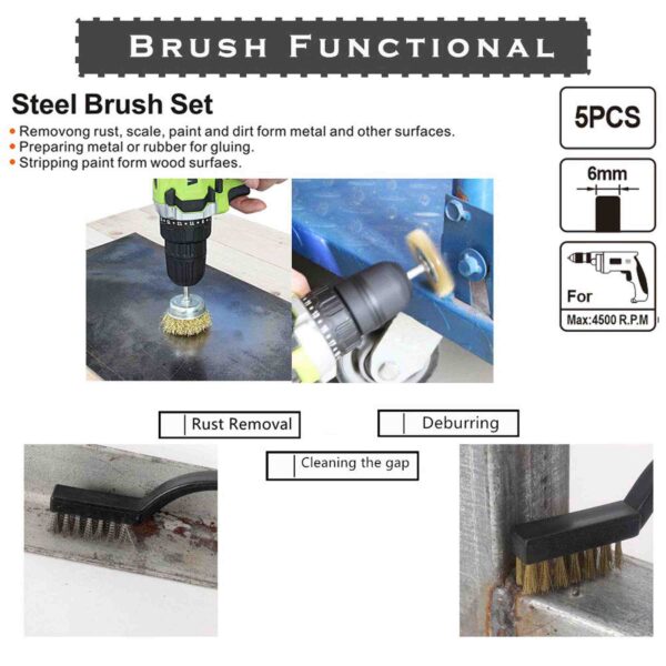 GENERIC Wire Brass Brush Set/Nylon Brush Set-Multipurpose Set for Remove Paint, Dust, Dirt - Image 3