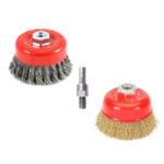 GENERIC Steel Twisted+Brass Cup Brush (3 inch), with Drill Attachment (M10) Combo set