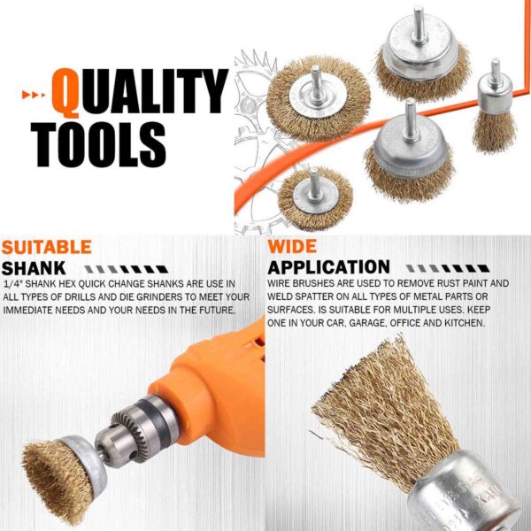 GENERIC Wire Brass Brush Set/Nylon Brush Set-Multipurpose Set for Remove Paint, Dust, Dirt - Image 4