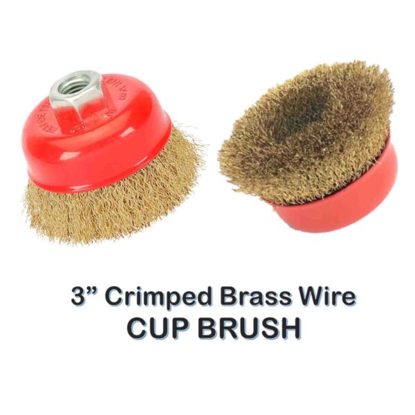 GENERIC Steel Twisted+Brass Cup Brush (3 inch), with Drill Attachment (M10) Combo set - Image 3