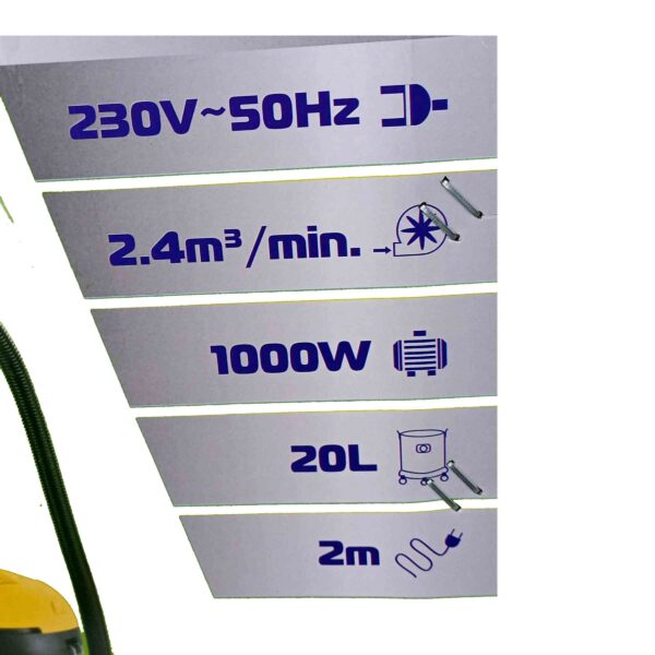 CLIF Professional-VC20-20L Stainless Steel Body Vacuum Cleaner Wet & Dry Powerful 1000W Motor - Image 5