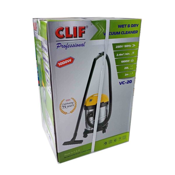CLIF Professional-VC20-20L Stainless Steel Body Vacuum Cleaner Wet & Dry Powerful 1000W Motor - Image 3