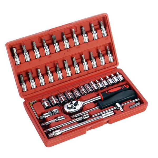 46 pcs set (5) Shun Da 46 Pcs 1/4” Drive Socket Ratchet Wrench Set with Storage Case - Image 9