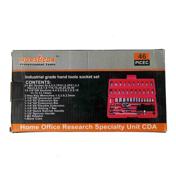 IMG_20221203_140458_303 HORSUCDA 46 Pcs 1/4” Drive Socket Ratchet Wrench Set with Storage Case - Image 3
