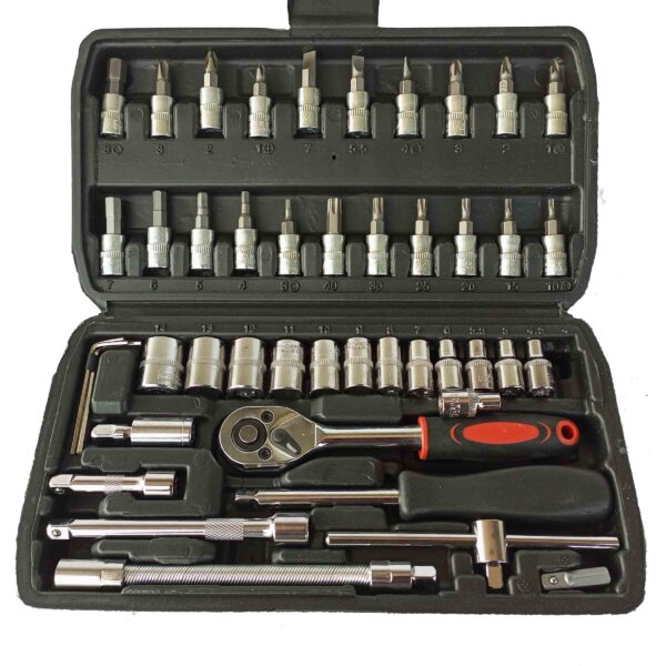 IMG_20221203_140621_549 HORSUCDA 46 Pcs 1/4” Drive Socket Ratchet Wrench Set with Storage Case - Image 2