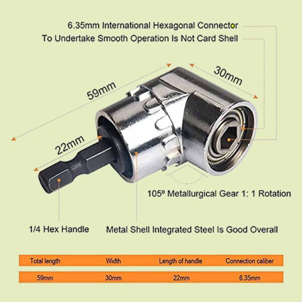 OT 105 Degree Right Angle Drill Drive Chrome Finish Adaptor - Image 5
