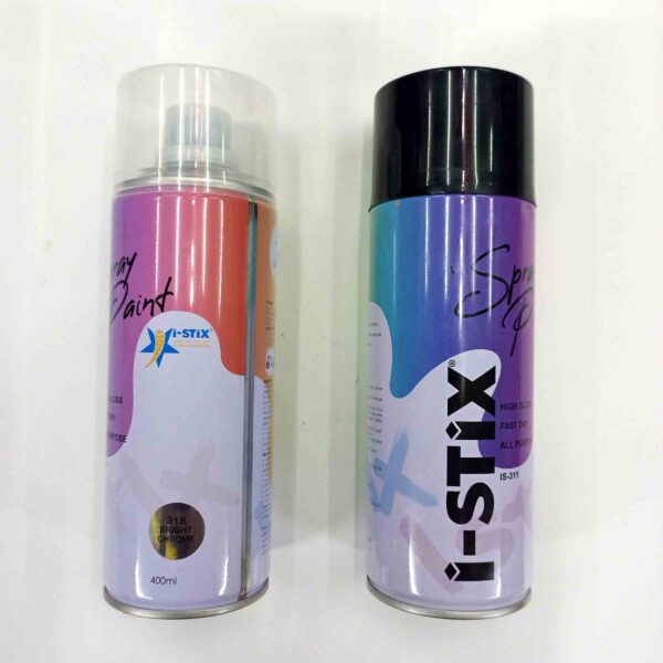 I STIX Multipurpose Color Spray Paint Can for Cars and Bikes (Bright chrome/Matt Black, 400ml) 2 Pcs set - Image 2