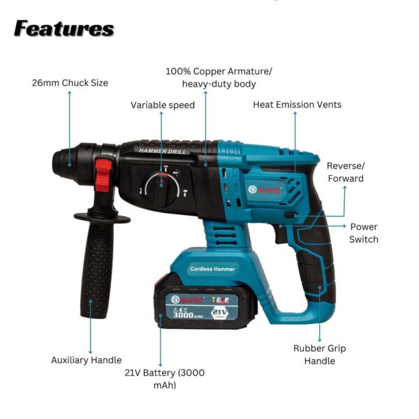 BLUTEC 26mm Cordless Rotary Hammer BSB-CRH 26mm - Image 3