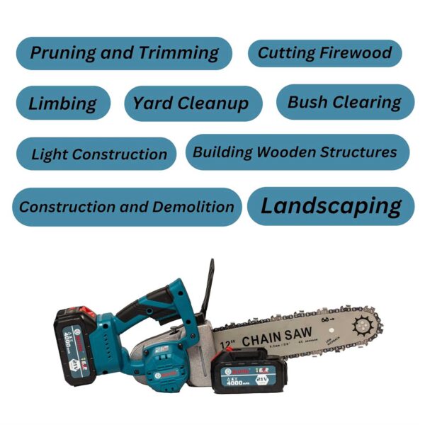 BLUTEC Cordless 12 Inch Chain Saw BSB-CCS-300, 21V - Image 4