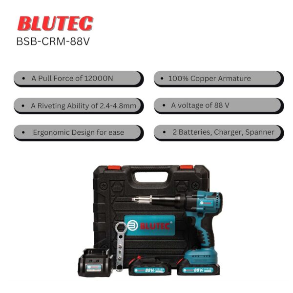 BLUTEC Cordless Rivet Gun BSB-CRM-88V - Image 5