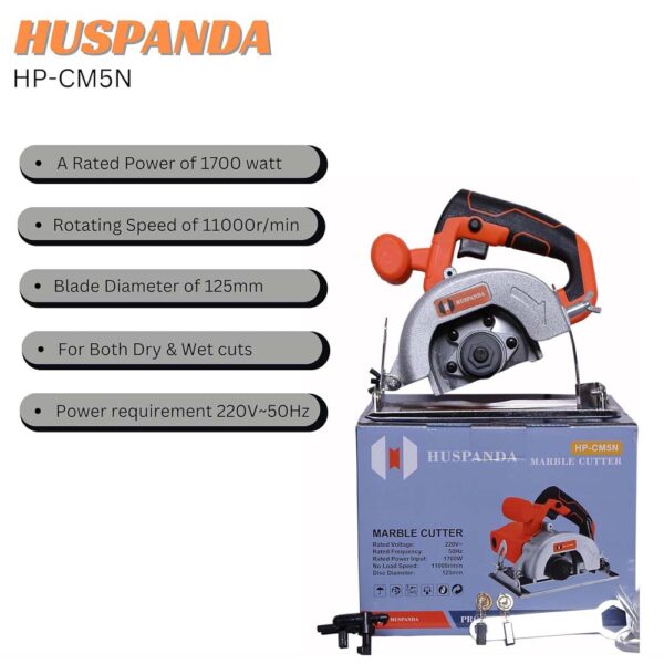 HUSPANDA Marble Cutter Machine 5 inch, HP-CM5N, 125mm, 1700W, 11000rpm - Image 7
