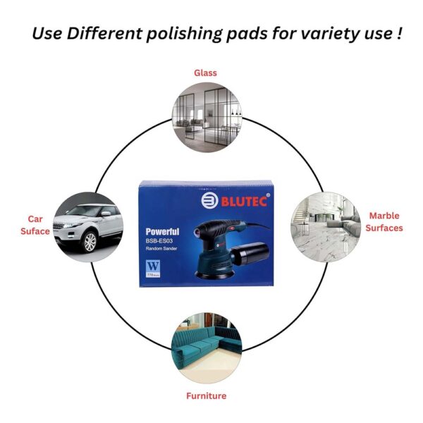 Blutec random orbital sander 125mm, BSB-ES03, 770W - Image 6
