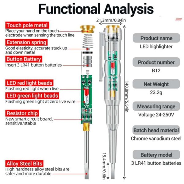 OPERA TOOLS High-Brightness Intelligent Digital Voltage Tester Pen - Image 2