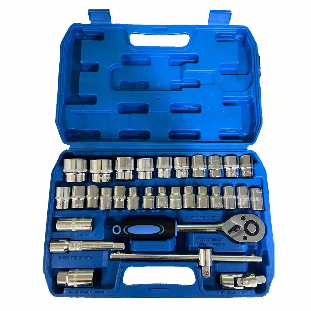 auto draft 32Pcs Heavy 1/2" inch Combinational Ratchet Socket Wrench Spannar Tool Goti Set - Image 1