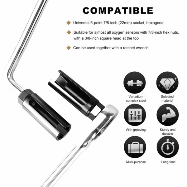 OPERA TOOLS Oxygen Sensor Socket with Side Wire Cutout, 1/2" Drive  -14mm - Image 6