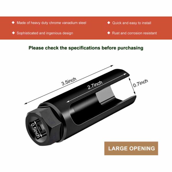 OPERA TOOLS Oxygen Sensor Socket with Side Wire Cutout, 1/2" Drive  -14mm - Image 9