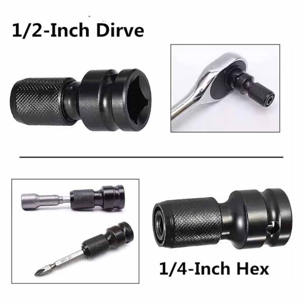 OPERA TOOLS Quick Release Impact Bit Holder, 1/2-Inch Square Drive to 1/4-Inch Hex Socket Adapter - Image 4