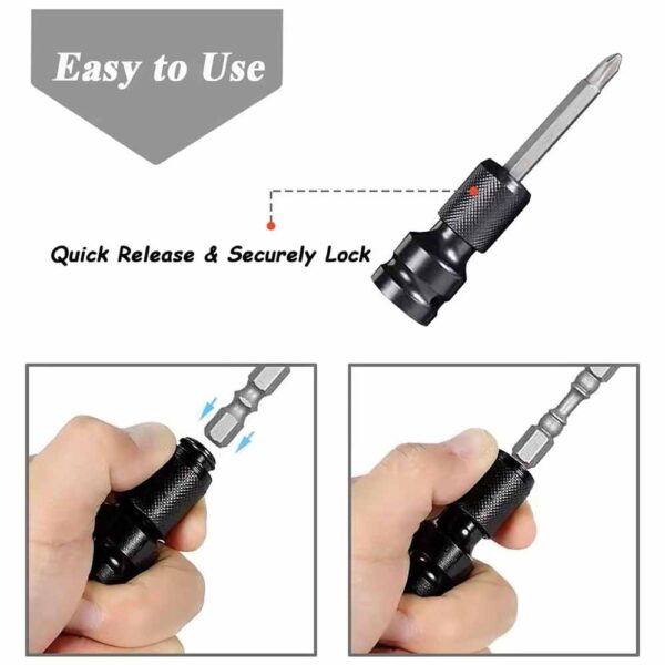 OPERA TOOLS Quick Release Impact Bit Holder, 1/2-Inch Square Drive to 1/4-Inch Hex Socket Adapter - Image 6