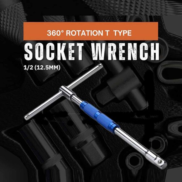 OT 360° Rotation T Type Socket Wrench 1/2 (12.5mm) Detachable T-bar Spanner - Image 7