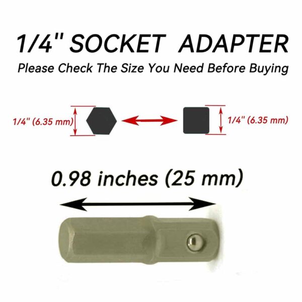 OPERA TOOLS Socket Adapter Converter 1/4" Hex Shank To 1/4" Square Drive 25mm - Image 11