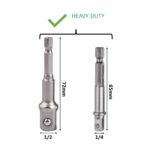 OPERA TOOLS CRV Steel Heavy Duty 4 Piece Set of 1/4" & 1/2" Hex Shank Wrench Socket To Power Drill Adapter Bit - Image 2
