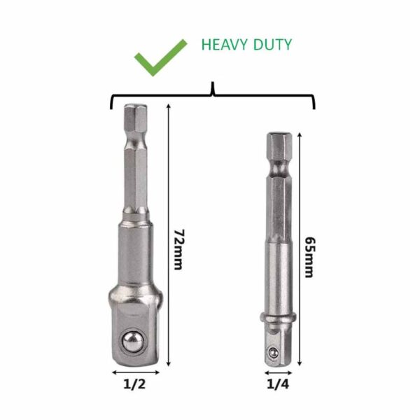 OPERA TOOLS CRV Steel Heavy Duty 4 Piece Set of 1/4" & 1/2" Hex Shank Wrench Socket To Power Drill Adapter Bit - Image 2