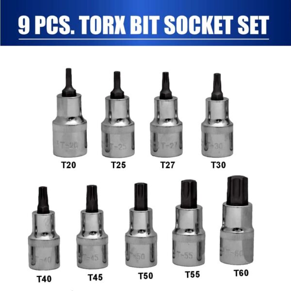 Eastman 9 Pcs Torx Bit Socket Set Kit With Blow Case - Image 2